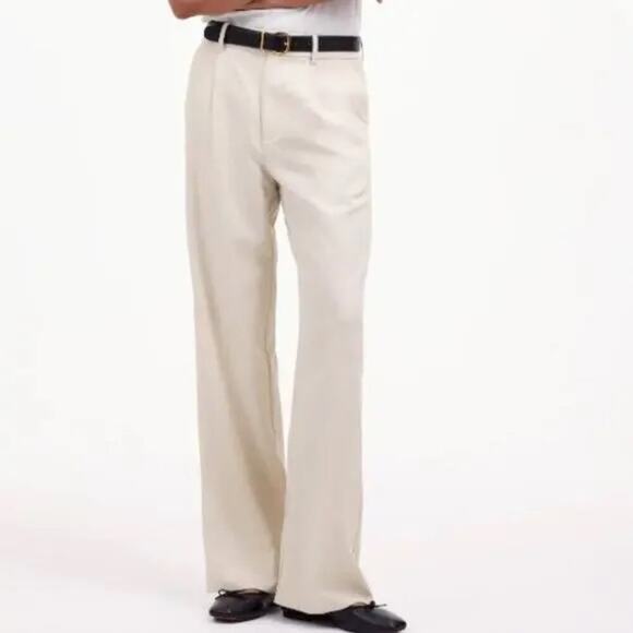 Madewell Pants Womens Slouchy‎ Straight Drapey Twill Muted Stone Size 4 - Picture 1 of 12